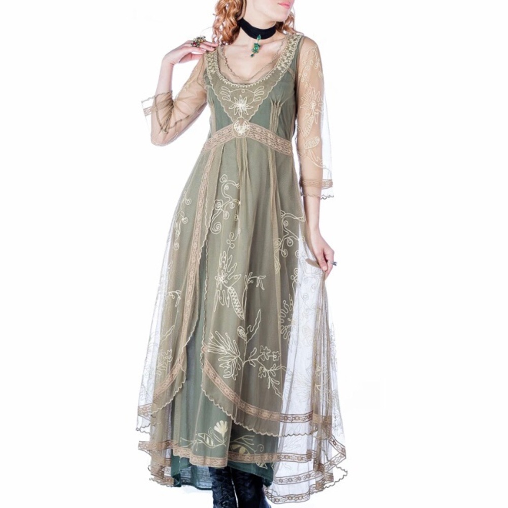 Nataya Downtown Abbey Tea Party Gown in Sage